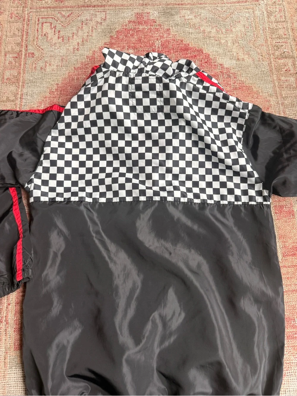 Y2k Giant Men's Black & White Checkered Lightweight Hooded Jacket